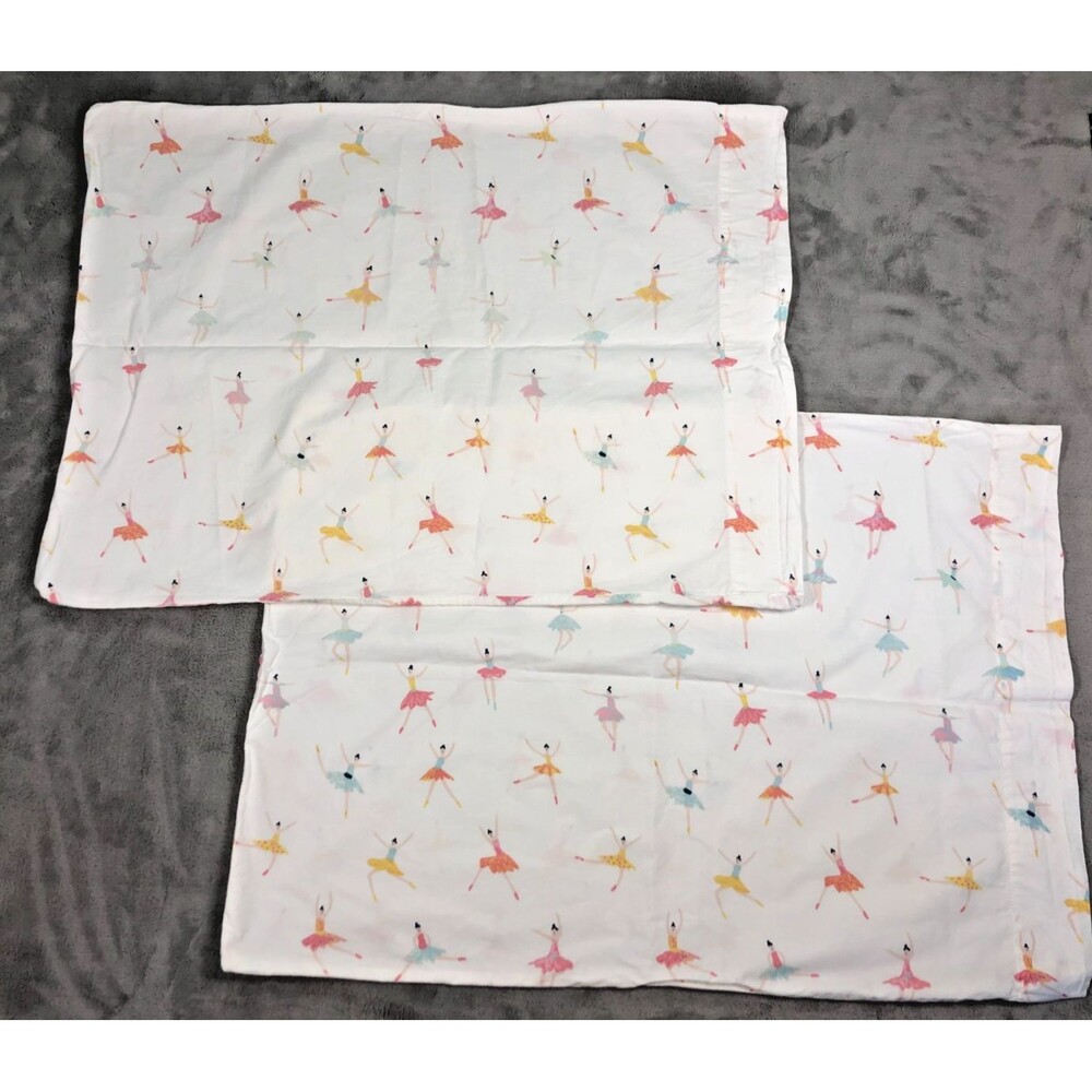 Garnet Hill Pillowcases Set of 2 Standard Ballerinas Dancing 100% Cotton USA